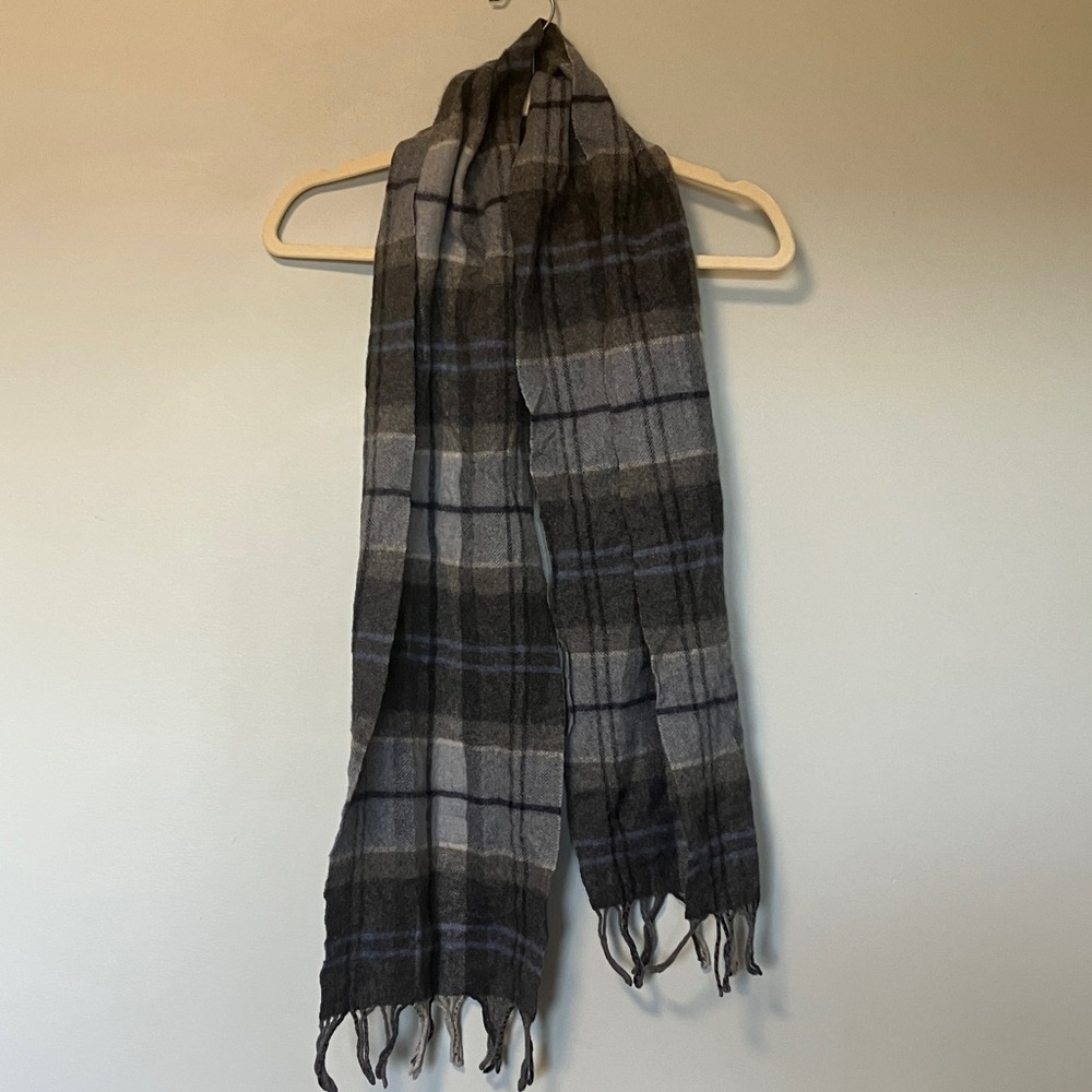 Allen Solly 100% Cashmere Plaid Black and Gray Scarf